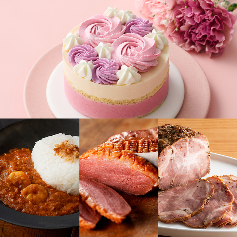 お花のケーキとデリカのセット