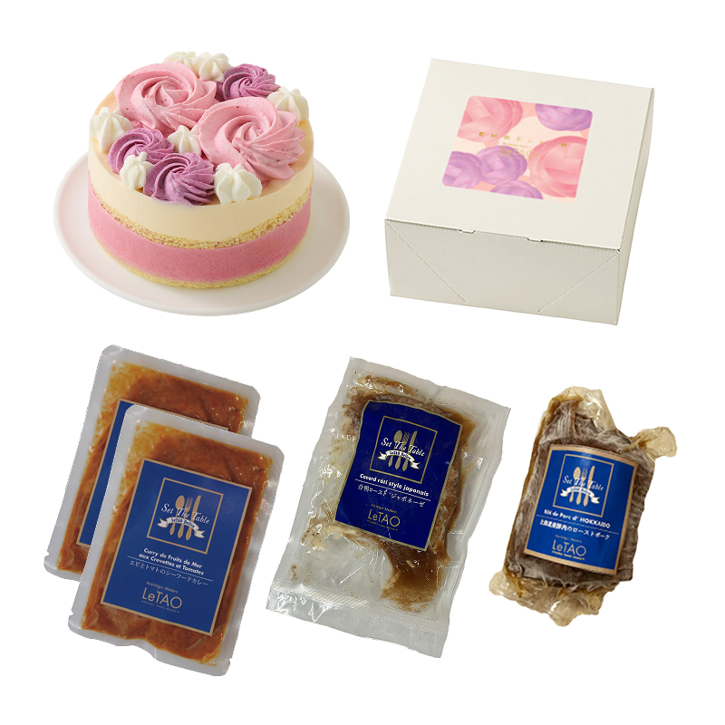 お花のケーキとデリカのセット