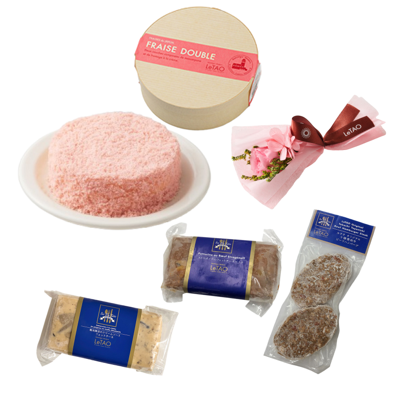 ピンクブーケ付きデリカセット