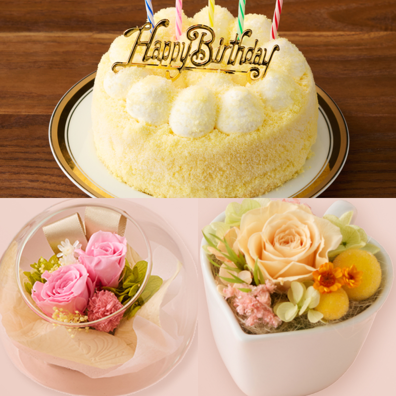 バースデードゥーブル4号と選べるフラワーギフト