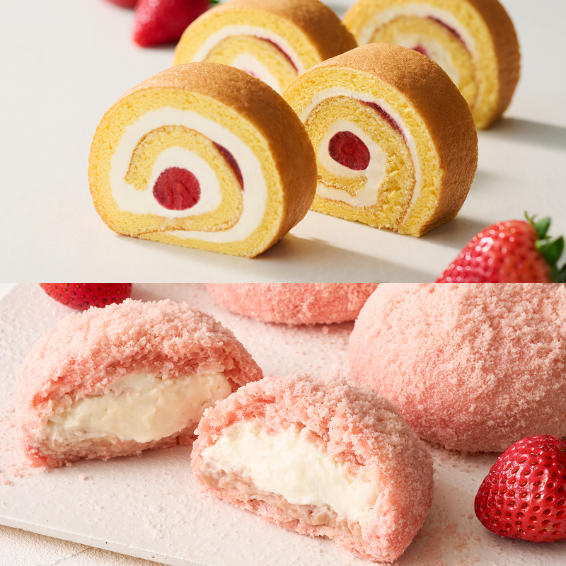 苺のロールケーキとクリームパン