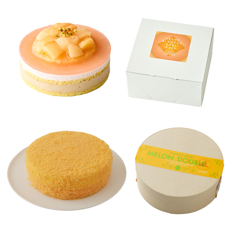 桃とメロンのケーキペア