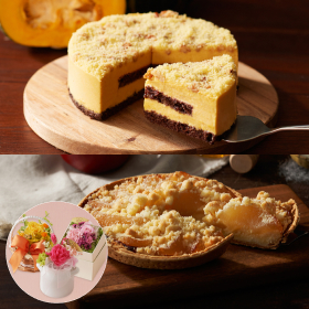 秋のスイーツペアと選べるフラワーギフト