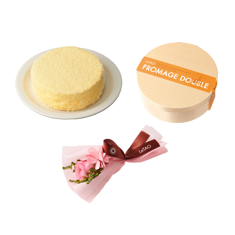 フラワーピンクブーケと選べるドゥ―ブル