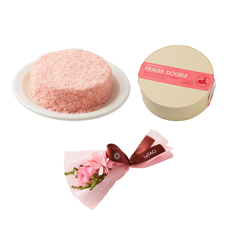 フラワーピンクブーケと選べるドゥ―ブル