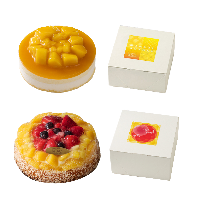 マンゴーとパインのケーキペア