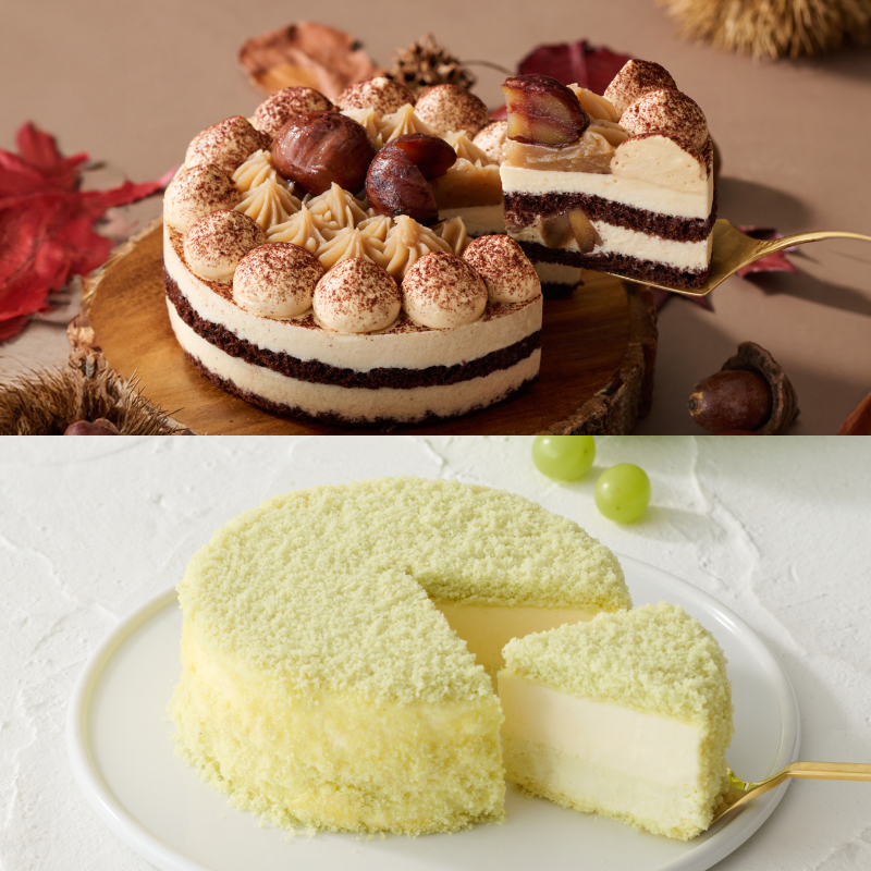栗とぶどうのケーキペア