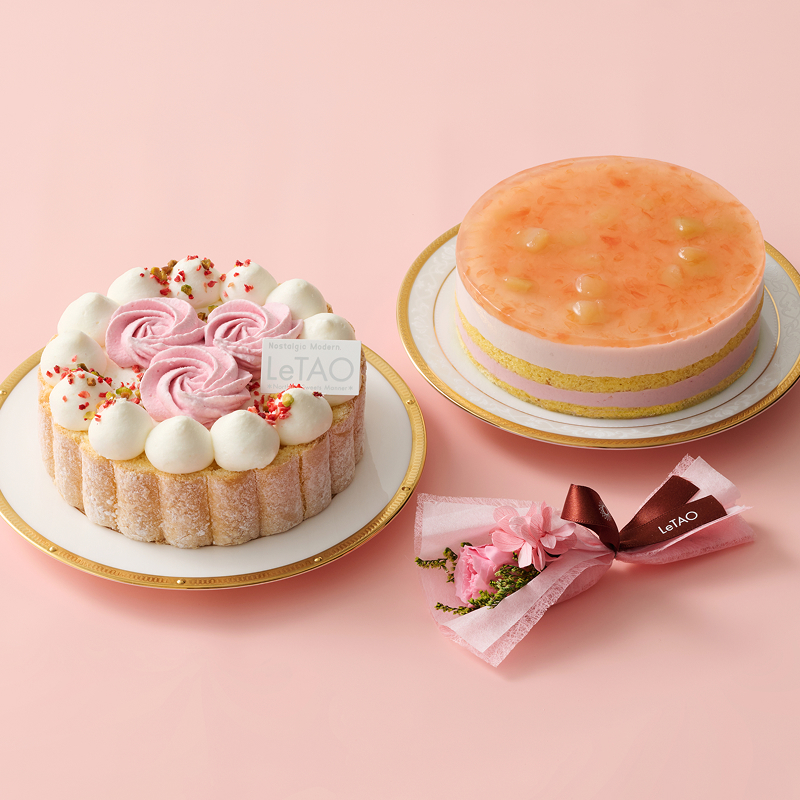 ピンクブーケとスプリングケーキデュオ