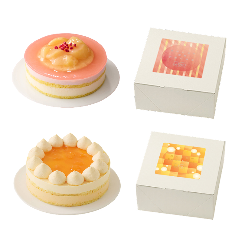 桃とメロンのケーキペア