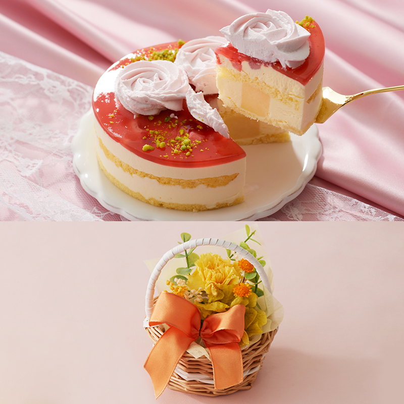 母の日フラワーギフトフルールローズ＋フラワーバスケット