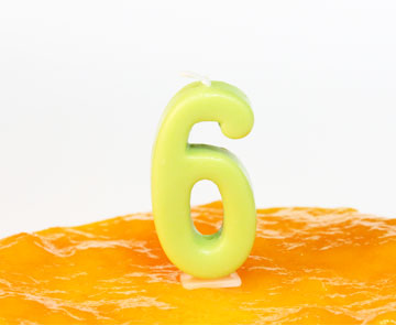 【アイスケーキ専用】ナンバーキャンドル　「6」