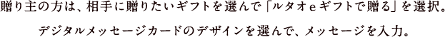 贈り主の方は、相手に贈りたいギフトを選んで「ルタオeギフトで贈る」を選択。