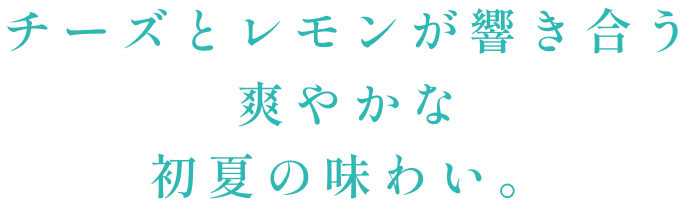 チーズとレモンが響き合う爽やかな初夏の味わい。