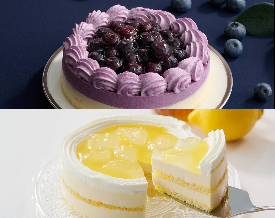 ブルーベリーとブルーベリーとレモンのケーキペア